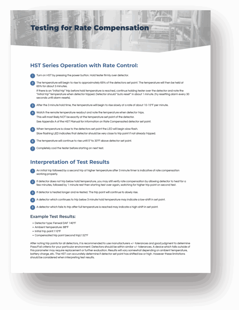 Skinner Innovations HST Series Testing for Rate Compensation guide with instructions, test results, and examples.